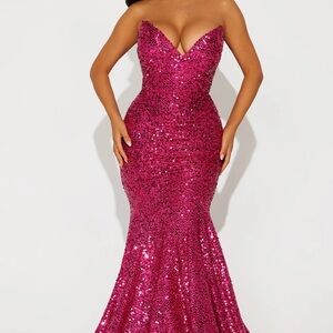 Elegant Pink Sequin Gown